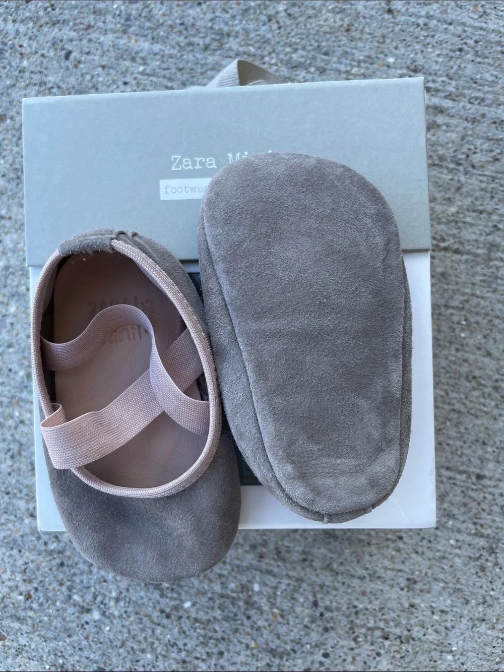 Zara Minis baby girls Mary Jane criss cross shoes mocha pink 3-6 mo - Picture 4 of 5